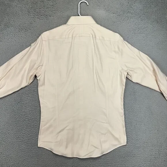 Charles Tyrwhitt Dress Shirt Mens 16-33 Peach Herringbone French Cuff Extra Slim